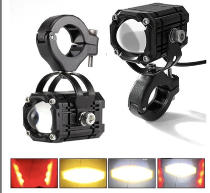 Mini Exploradoras LED Premium Universales de 4 Modos (Blanco, Amarillo, Rojo e Intermitente) para Moto y Carro